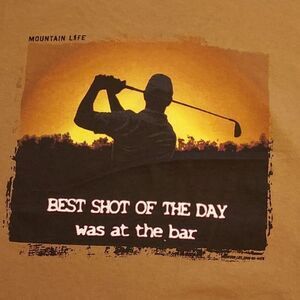 Mountain Life Men's XL Golf Golfing T Shirt‎ SS Graphic Tee Brown Quote NWOT